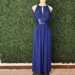 R & M Richards Royal Blue Sequin Maxi Dress